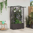 Raised Garden Bed with Trellis and Roof Brown 122 x 40 x 141 cm PP