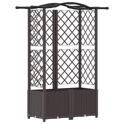 Verhoogd Bed met Trellis en Dak Bruin 122 x 40 x 141 cm PP