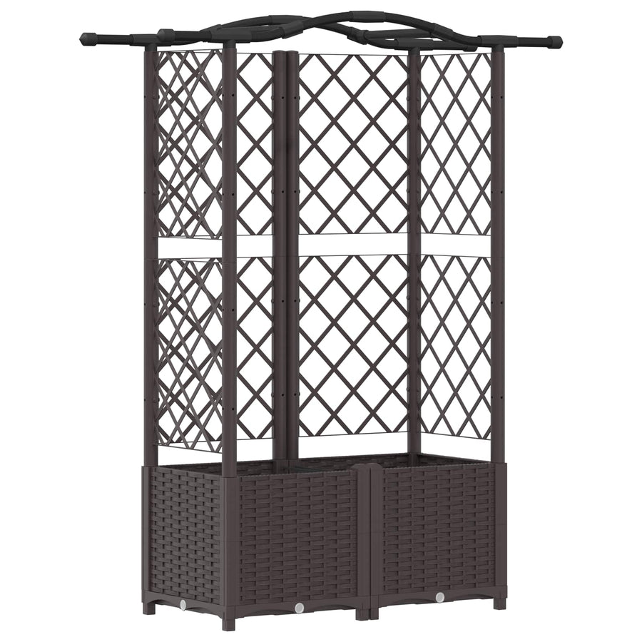 Verhoogd Bed met Trellis en Dak Bruin 122 x 40 x 141 cm PP