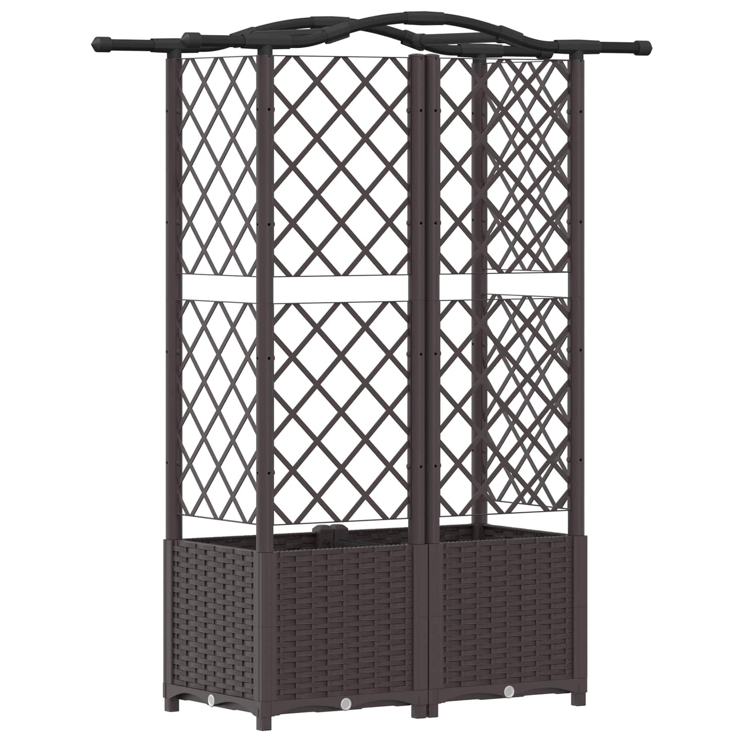 Verhoogd Bed met Trellis en Dak Bruin 122 x 40 x 141 cm PP