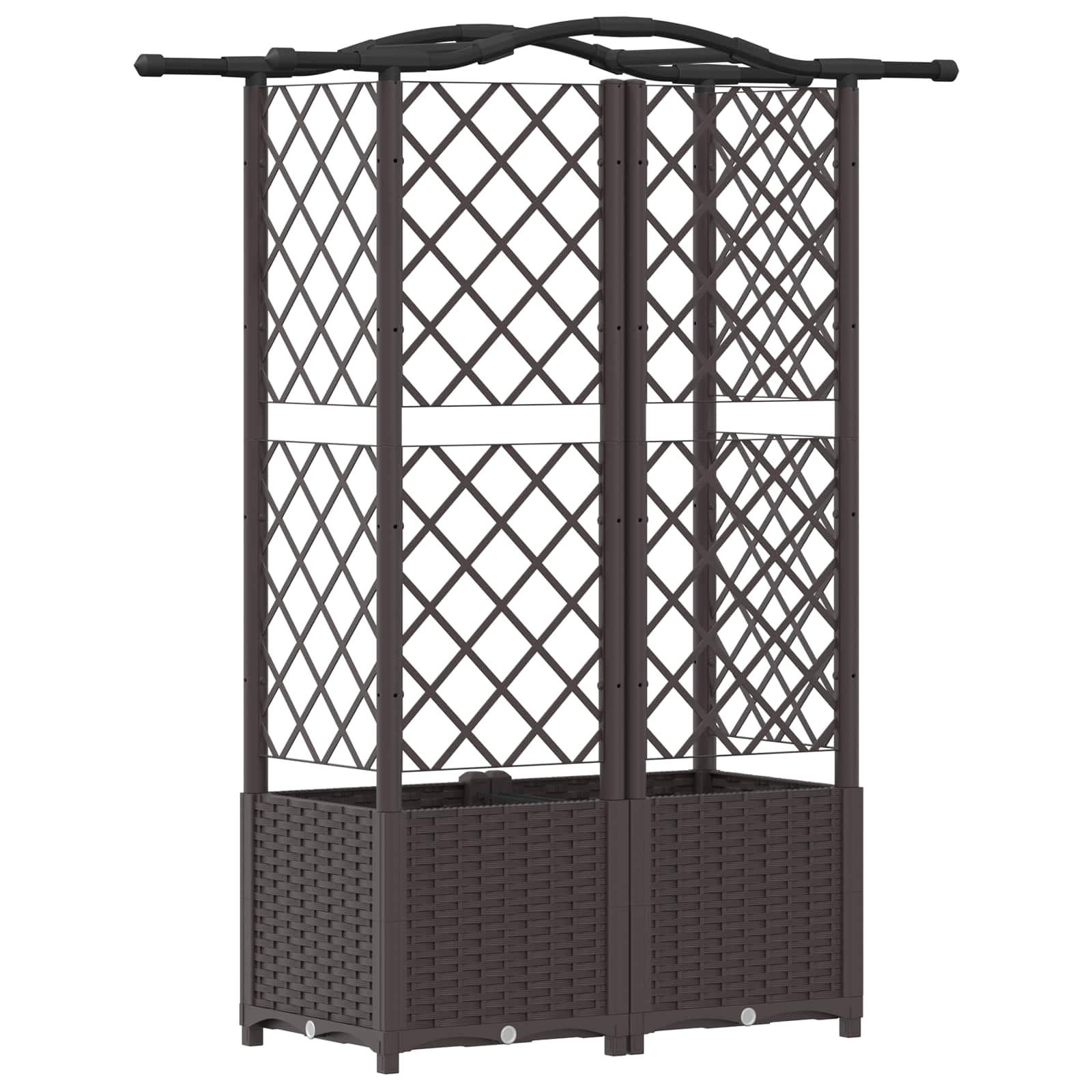 Verhoogd Bed met Trellis en Dak Bruin 122 x 40 x 141 cm PP