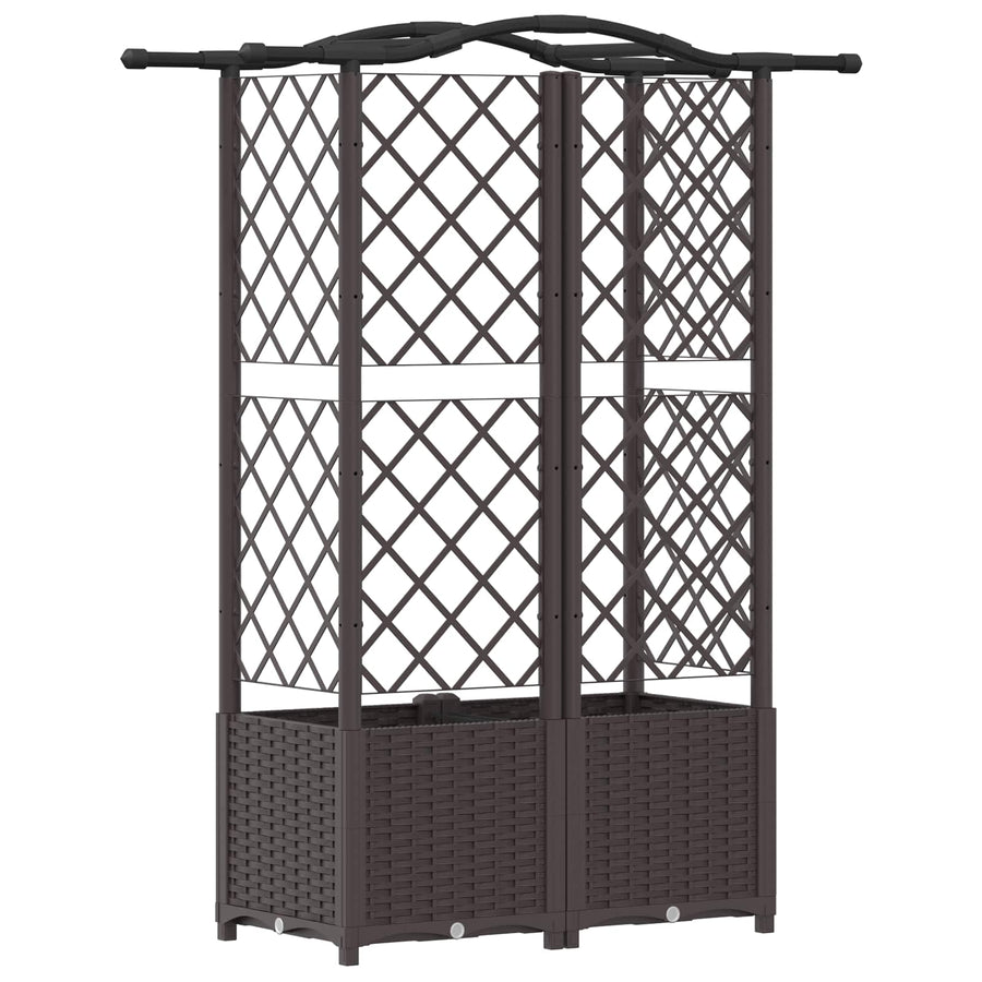 Verhoogd Bed met Trellis en Dak Bruin 122 x 40 x 141 cm PP