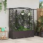 Raised Garden Bed with Trellis and Roof Brown 163 x 40 x 141 cm PP