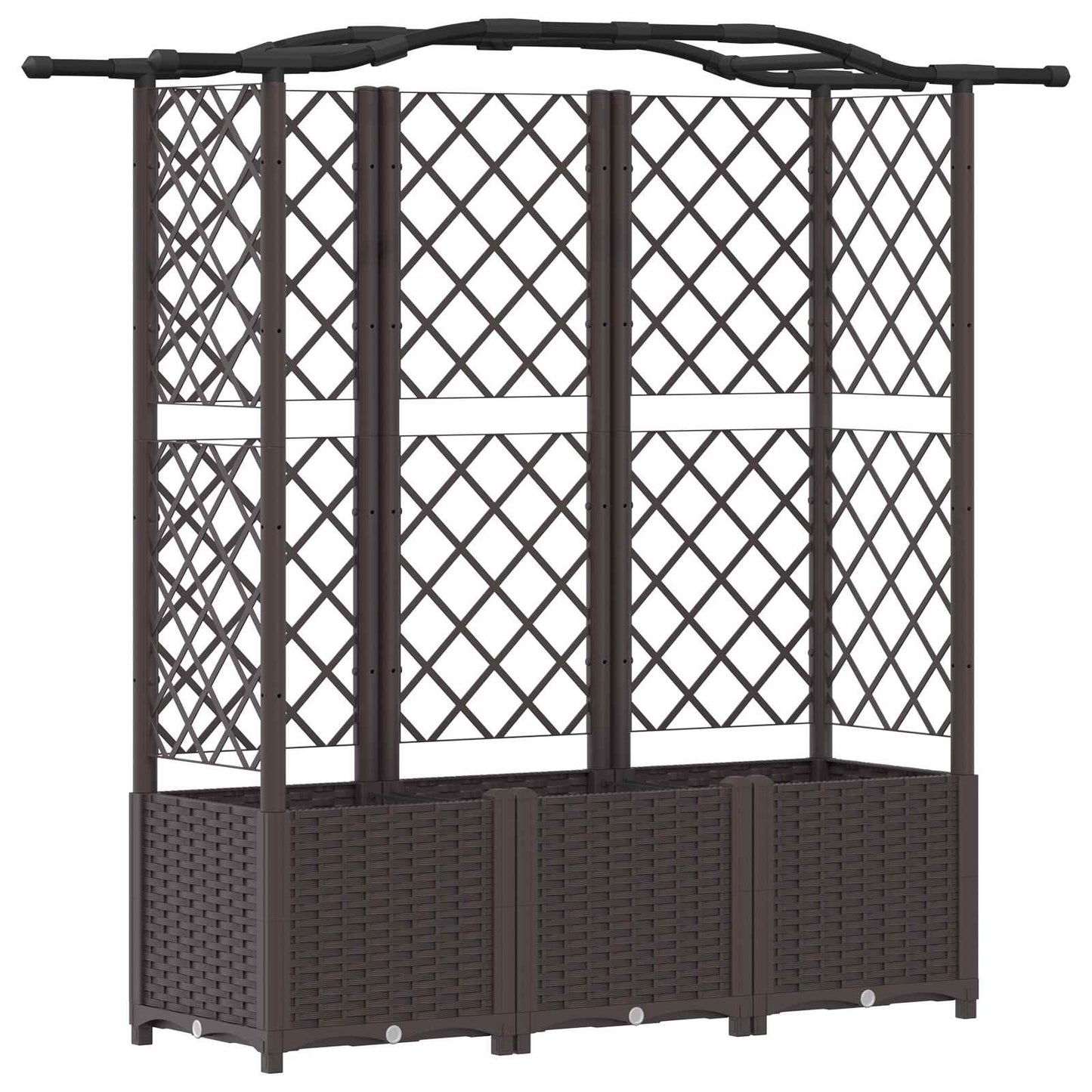 Verhoogd Bed met Trellis en Dak Bruin 163 x 40 x 141 cm PP
