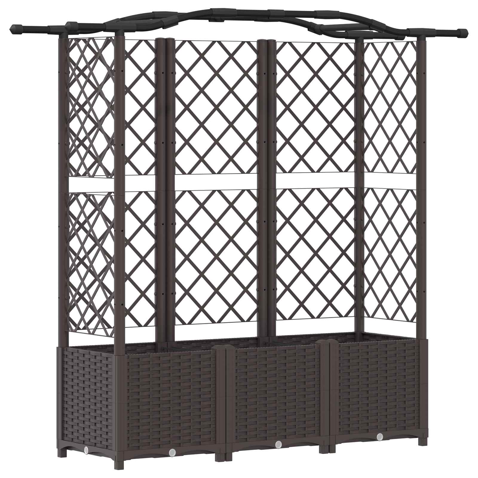 Verhoogd Bed met Trellis en Dak Bruin 163 x 40 x 141 cm PP