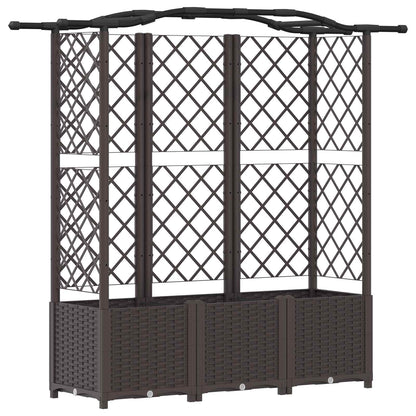 Verhoogd Bed met Trellis en Dak Bruin 163 x 40 x 141 cm PP