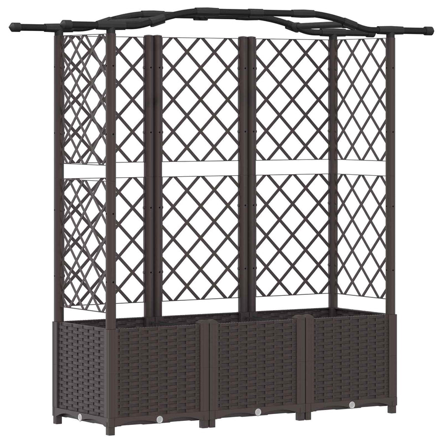 Verhoogd Bed met Trellis en Dak Bruin 163 x 40 x 141 cm PP