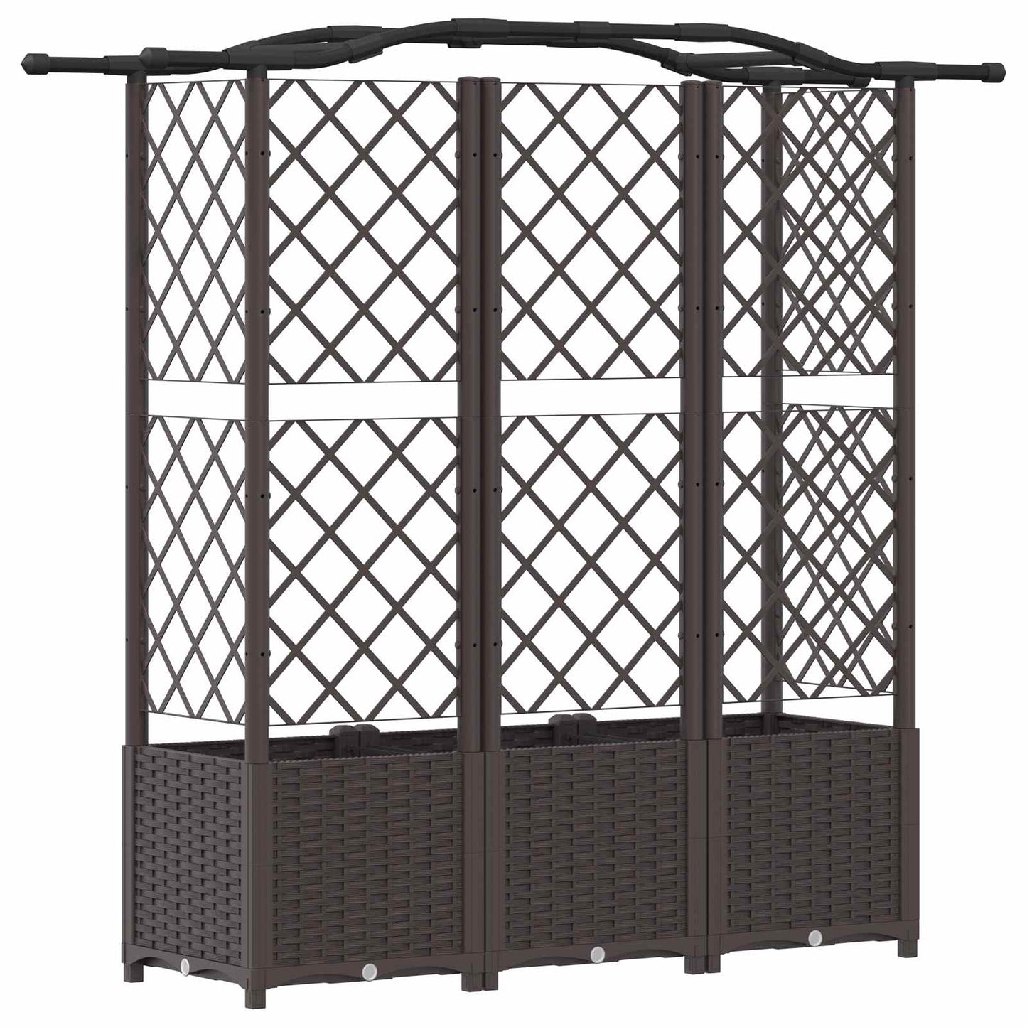 Verhoogd Bed met Trellis en Dak Bruin 163 x 40 x 141 cm PP