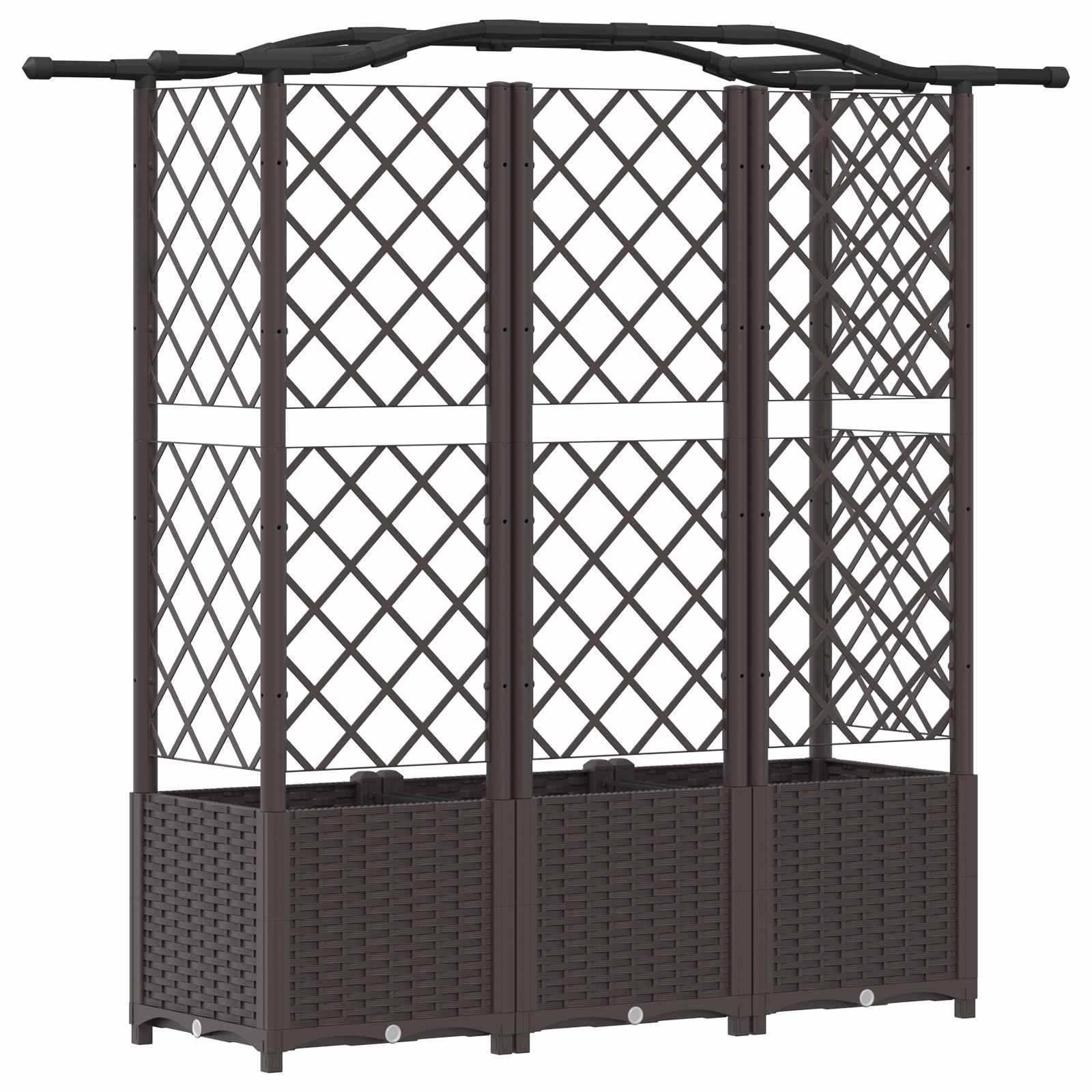 Verhoogd Bed met Trellis en Dak Bruin 163 x 40 x 141 cm PP
