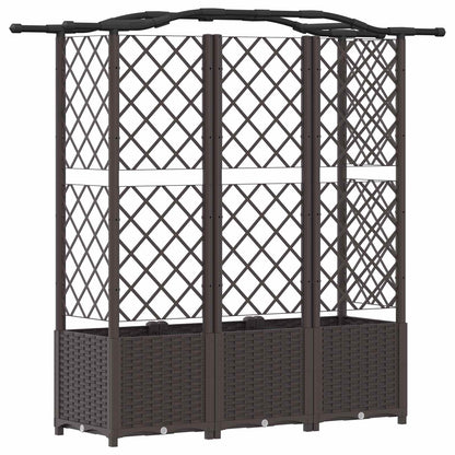 Verhoogd Bed met Trellis en Dak Bruin 163 x 40 x 141 cm PP