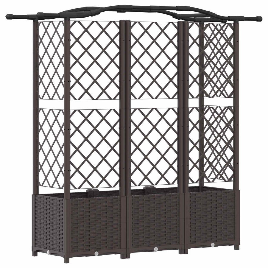 Verhoogd Bed met Trellis en Dak Bruin 163 x 40 x 141 cm PP