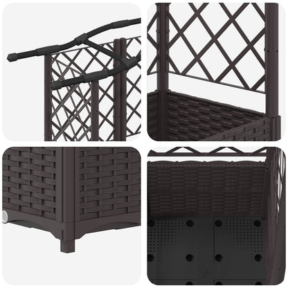 Verhoogd Bed met Trellis en Dak Bruin 204 x 40 x 141 cm PP