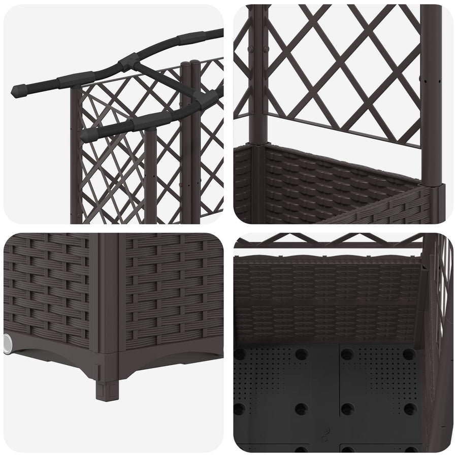 Verhoogd Bed met Trellis en Dak Bruin 204 x 40 x 141 cm PP