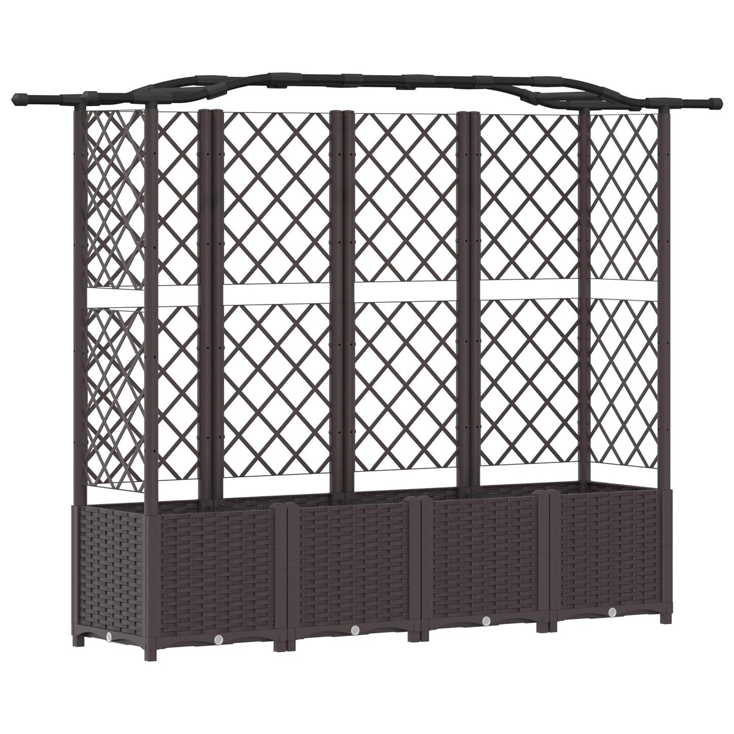 Verhoogd Bed met Trellis en Dak Bruin 204 x 40 x 141 cm PP
