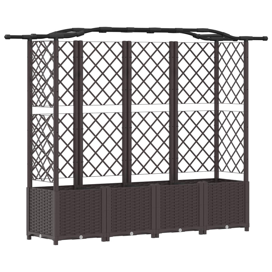 Verhoogd Bed met Trellis en Dak Bruin 204 x 40 x 141 cm PP