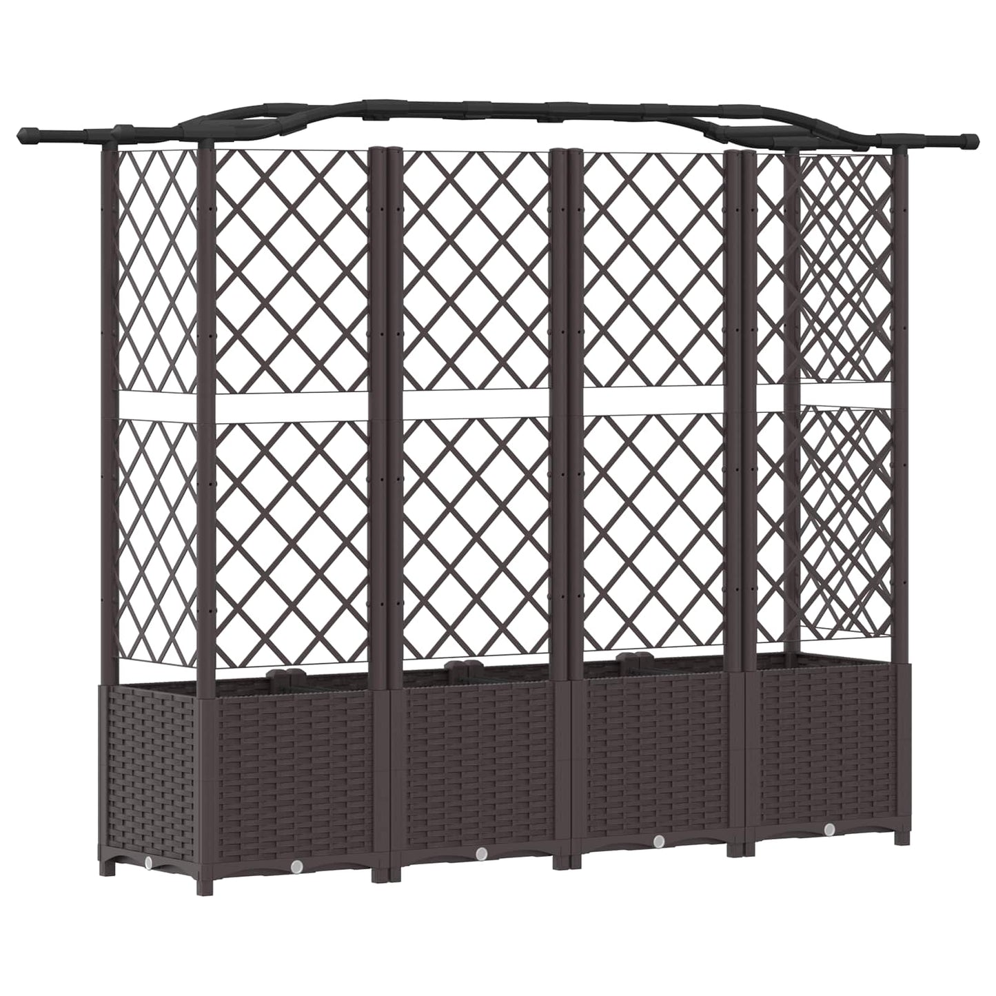 Verhoogd Bed met Trellis en Dak Bruin 204 x 40 x 141 cm PP