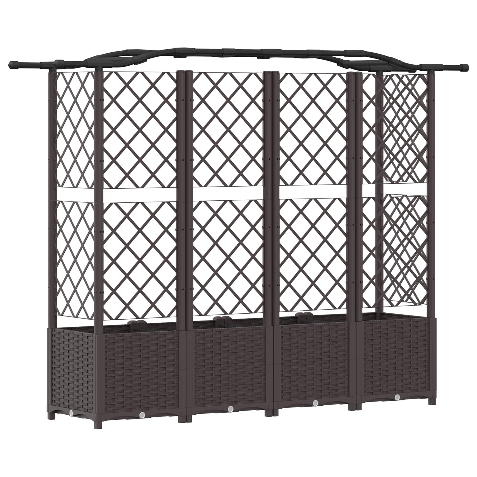 Verhoogd Bed met Trellis en Dak Bruin 204 x 40 x 141 cm PP