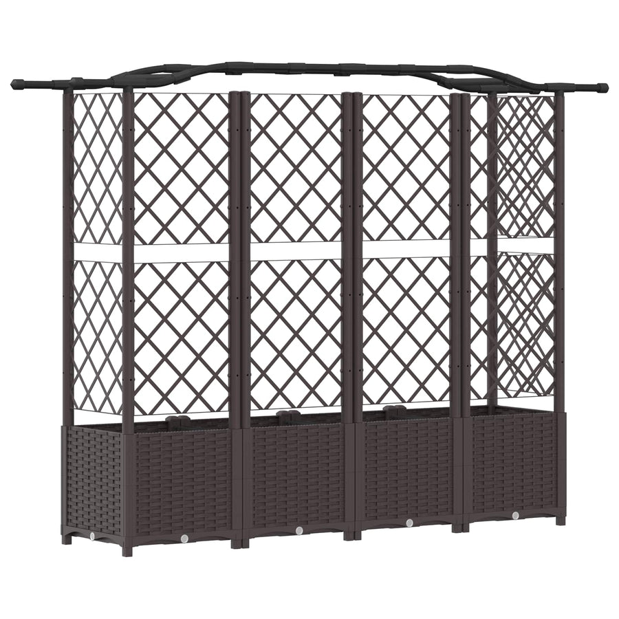 Verhoogd Bed met Trellis en Dak Bruin 204 x 40 x 141 cm PP