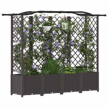 Verhoogd Bed met Trellis en Dak Bruin 204 x 40 x 141 cm PP