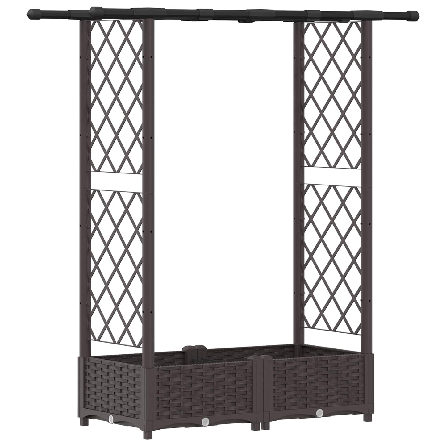 Verhoogd Bed met Trellis en Dak Bruin 122,5 x 40 x 123 cm PP