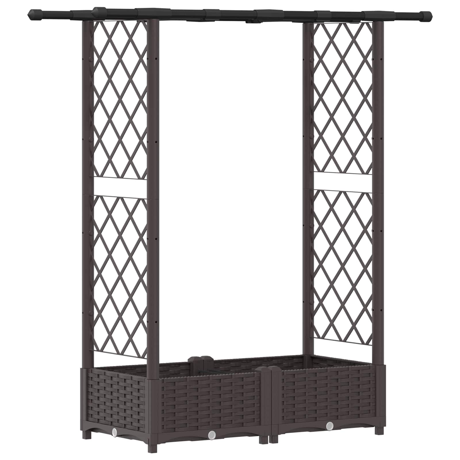 Verhoogd Bed met Trellis en Dak Bruin 122,5 x 40 x 123 cm PP