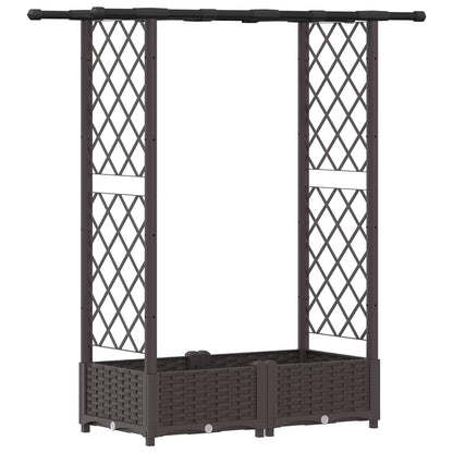 Verhoogd Bed met Trellis en Dak Bruin 122,5 x 40 x 123 cm PP