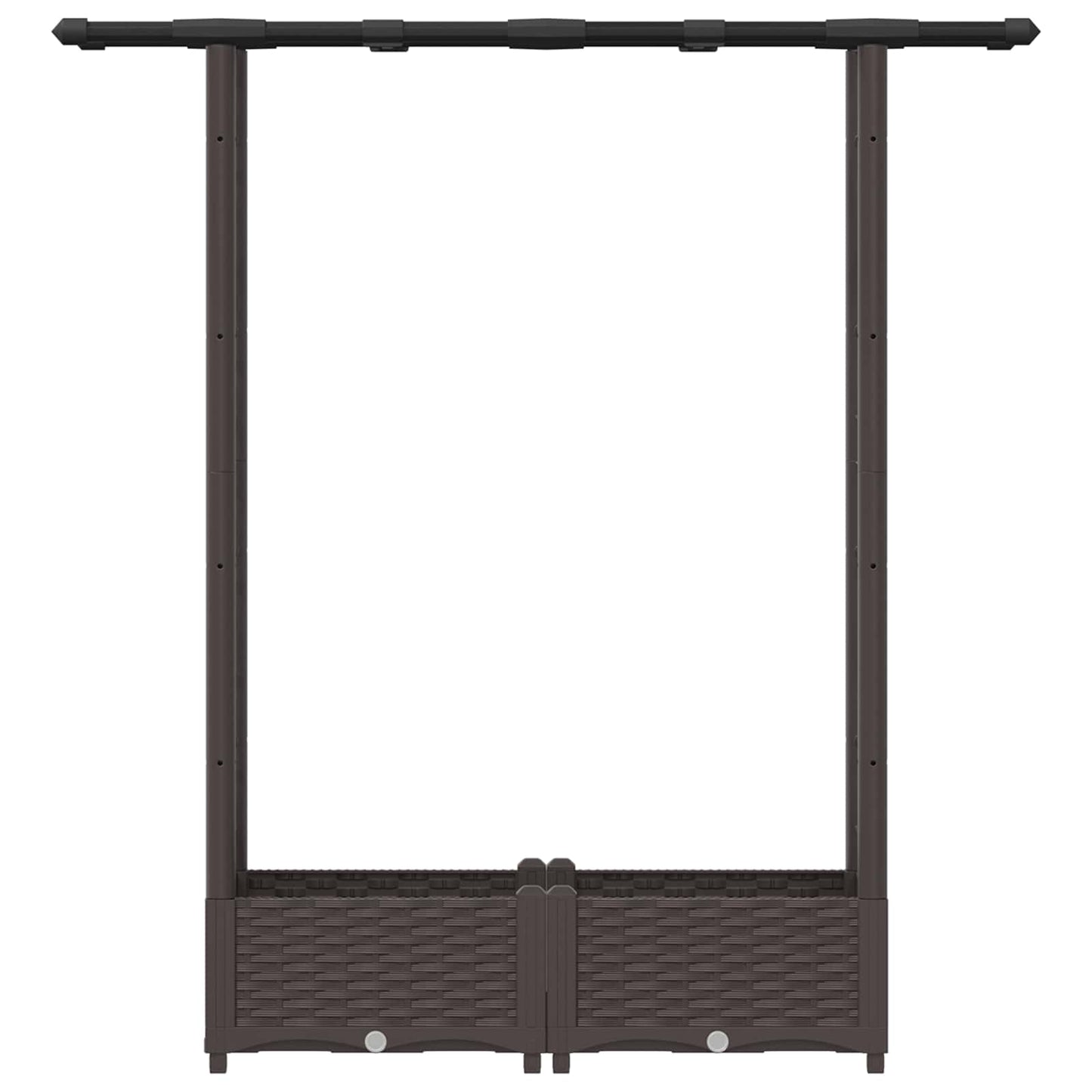 Verhoogd Bed met Trellis en Dak Bruin 122,5 x 40 x 123 cm PP