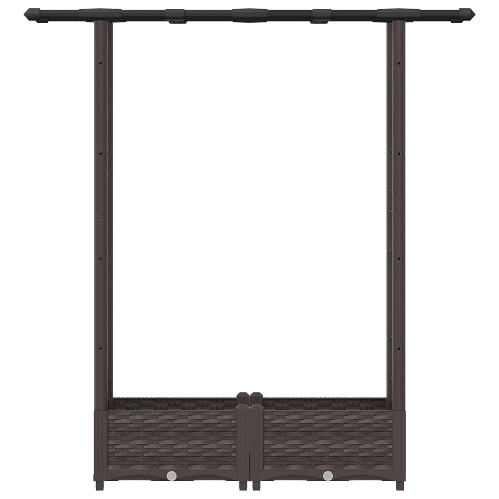 Verhoogd Bed met Trellis en Dak Bruin 122,5 x 40 x 123 cm PP