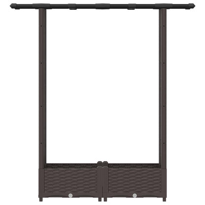 Verhoogd Bed met Trellis en Dak Bruin 122,5 x 40 x 123 cm PP