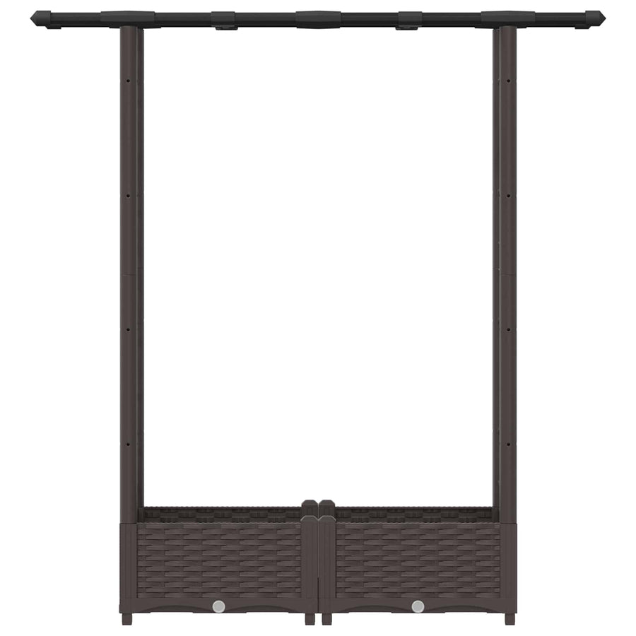 Verhoogd Bed met Trellis en Dak Bruin 122,5 x 40 x 123 cm PP