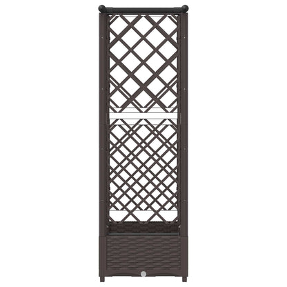Verhoogd Bed met Trellis en Dak Bruin 122,5 x 40 x 123 cm PP