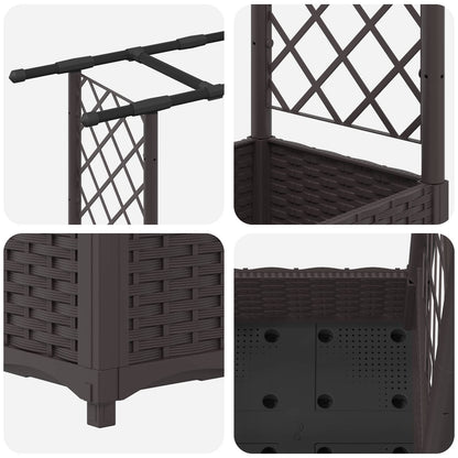 Verhoogd Bed met Trellis en Dak Bruin 164 x 40 x 123 cm PP