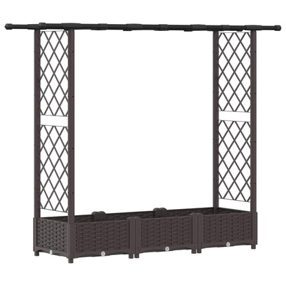 Verhoogd Bed met Trellis en Dak Bruin 164 x 40 x 123 cm PP