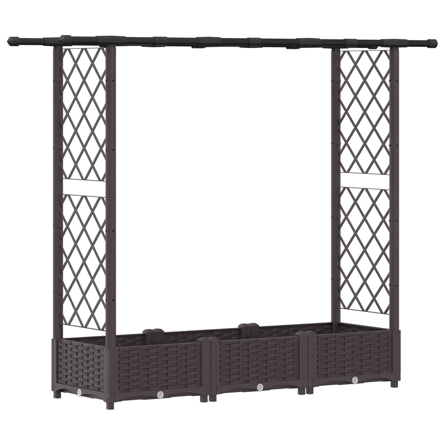 Verhoogd Bed met Trellis en Dak Bruin 164 x 40 x 123 cm PP