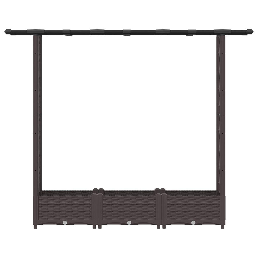 Verhoogd Bed met Trellis en Dak Bruin 164 x 40 x 123 cm PP