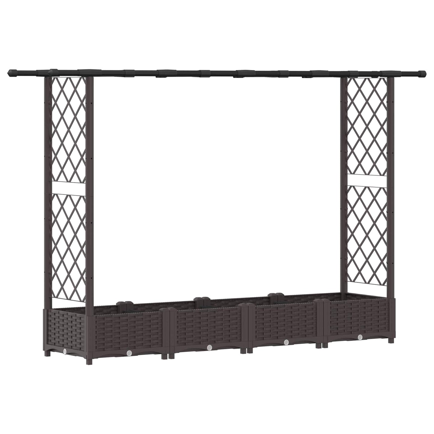 Verhoogd Bed met Trellis en Dak Bruin 203 x 40 x 123 cm PP