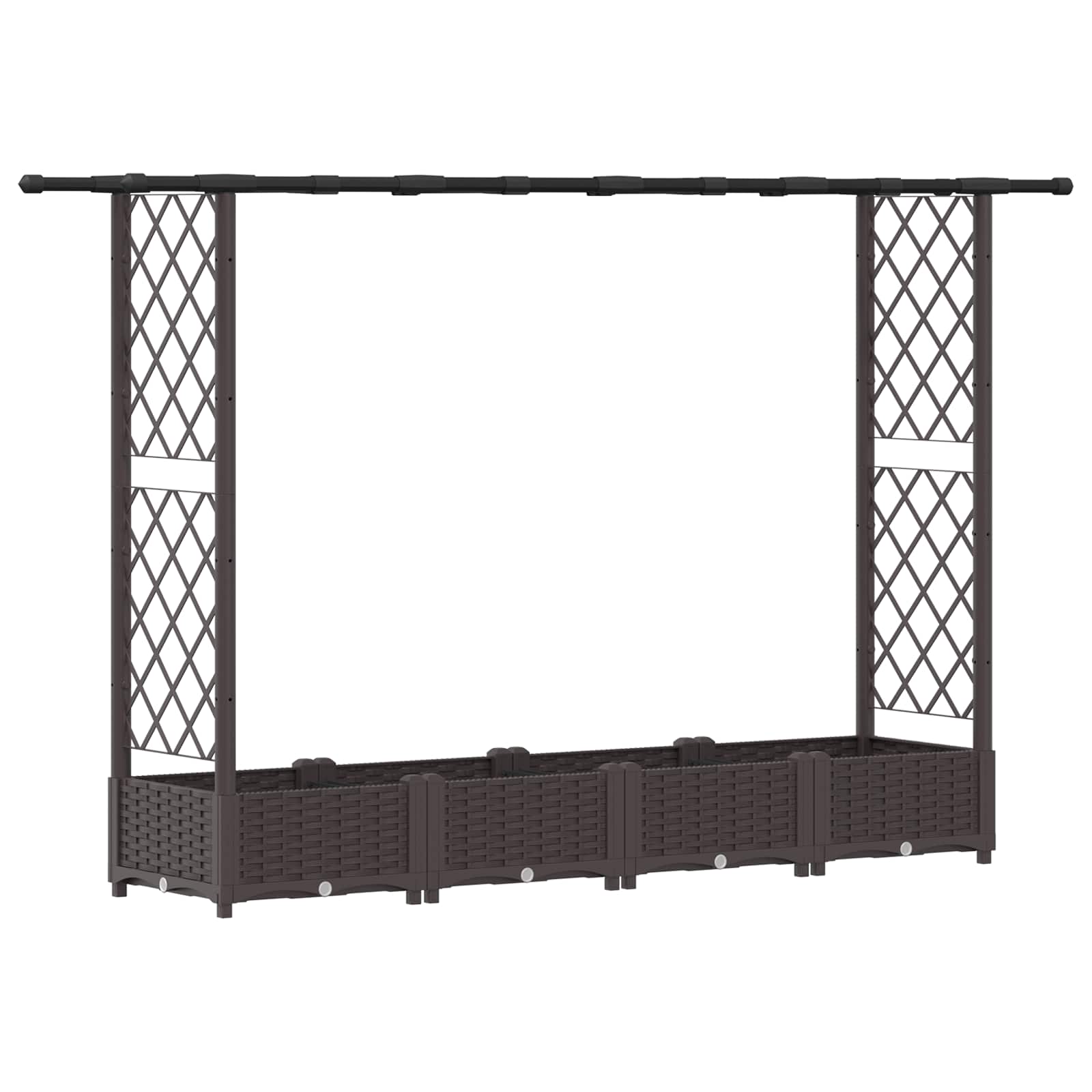 Verhoogd Bed met Trellis en Dak Bruin 203 x 40 x 123 cm PP