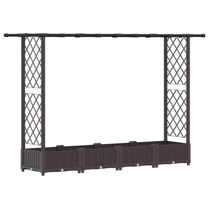 Verhoogd Bed met Trellis en Dak Bruin 203 x 40 x 123 cm PP