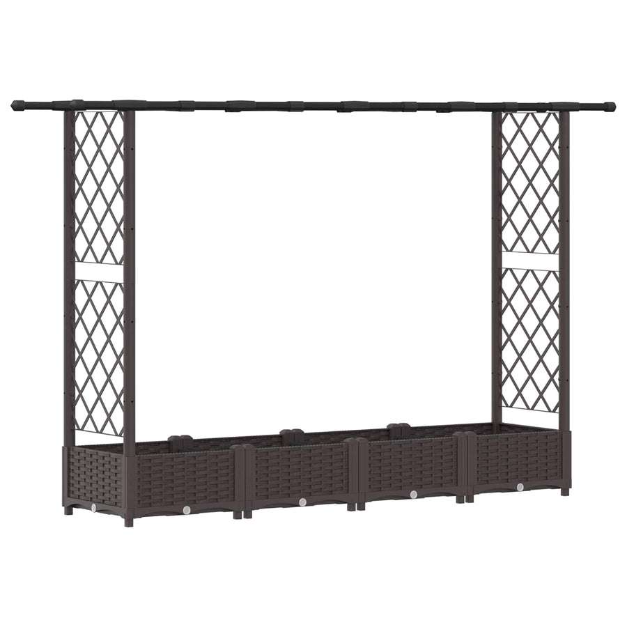 Verhoogd Bed met Trellis en Dak Bruin 203 x 40 x 123 cm PP