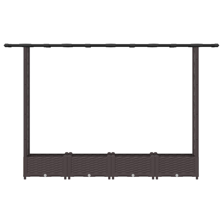 Verhoogd Bed met Trellis en Dak Bruin 203 x 40 x 123 cm PP