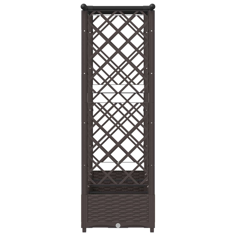 Verhoogd Bed met Trellis en Dak Bruin 203 x 40 x 123 cm PP