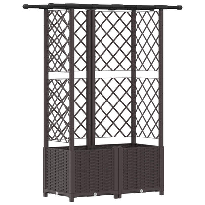 Verhoogd Bed met Trellis en Dak Bruin 124,5 x 40 x 138 cm PP