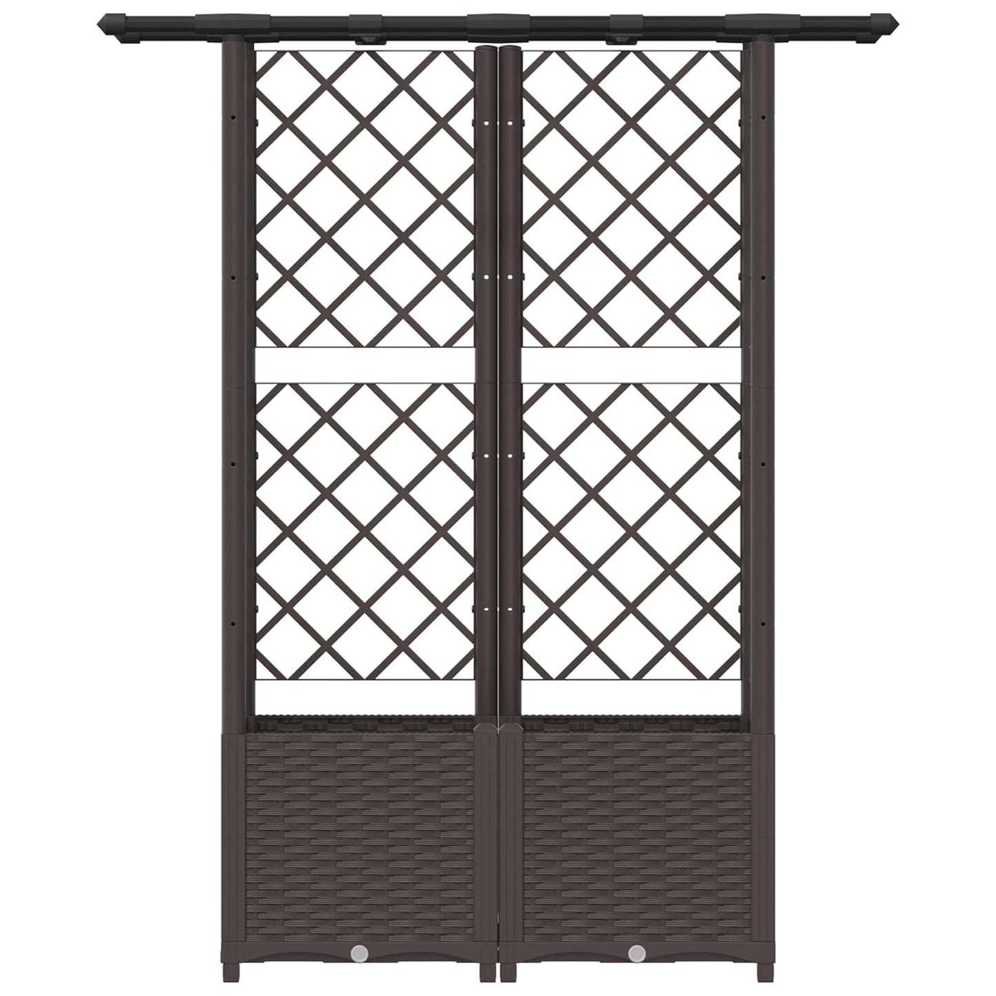 Verhoogd Bed met Trellis en Dak Bruin 124,5 x 40 x 138 cm PP