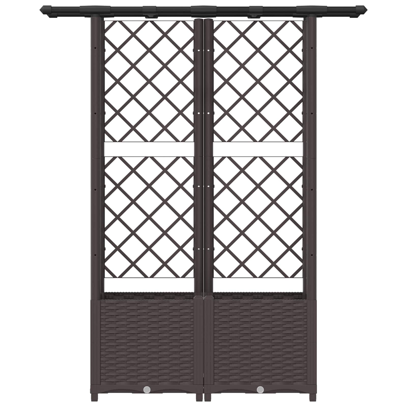 Verhoogd Bed met Trellis en Dak Bruin 124,5 x 40 x 138 cm PP