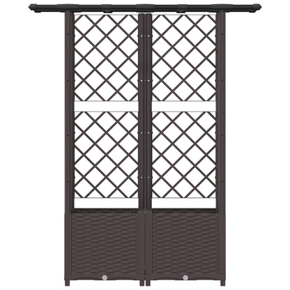 Verhoogd Bed met Trellis en Dak Bruin 124,5 x 40 x 138 cm PP