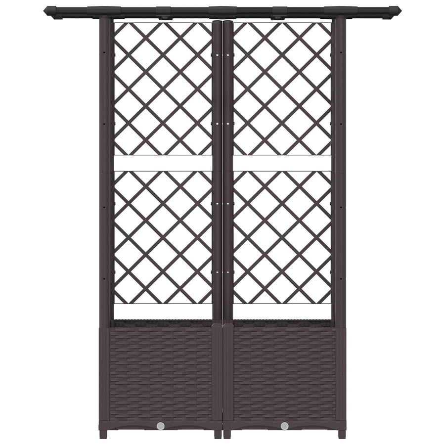 Verhoogd Bed met Trellis en Dak Bruin 124,5 x 40 x 138 cm PP