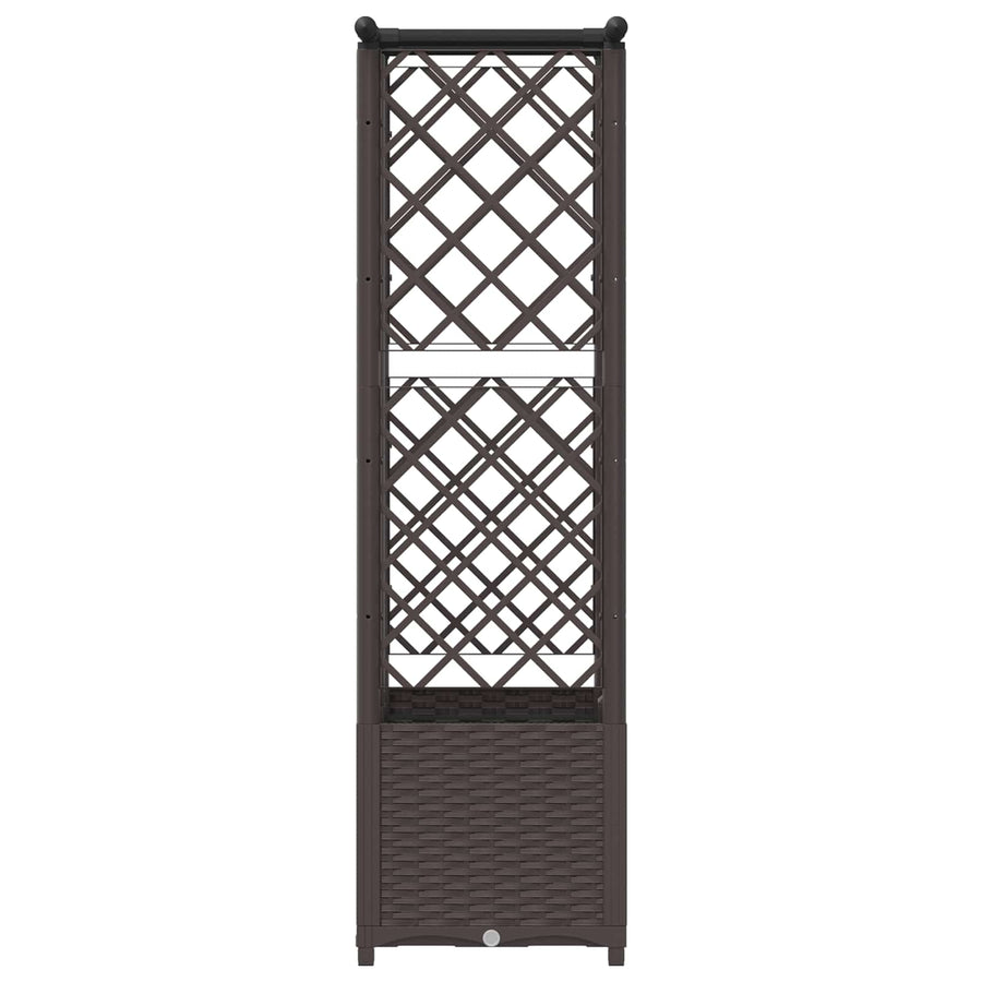 Verhoogd Bed met Trellis en Dak Bruin 124,5 x 40 x 138 cm PP