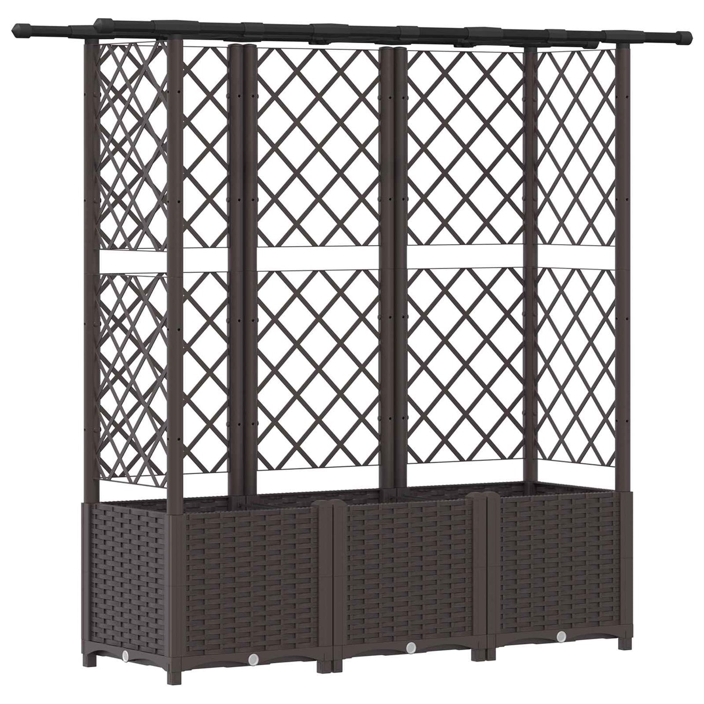 Verhoogd Bed met Trellis en Dak Bruin 162,5 x 40 x 138 cm PP