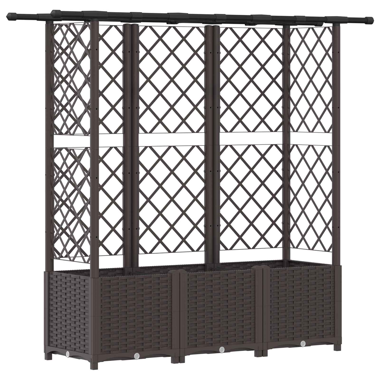 Verhoogd Bed met Trellis en Dak Bruin 162,5 x 40 x 138 cm PP