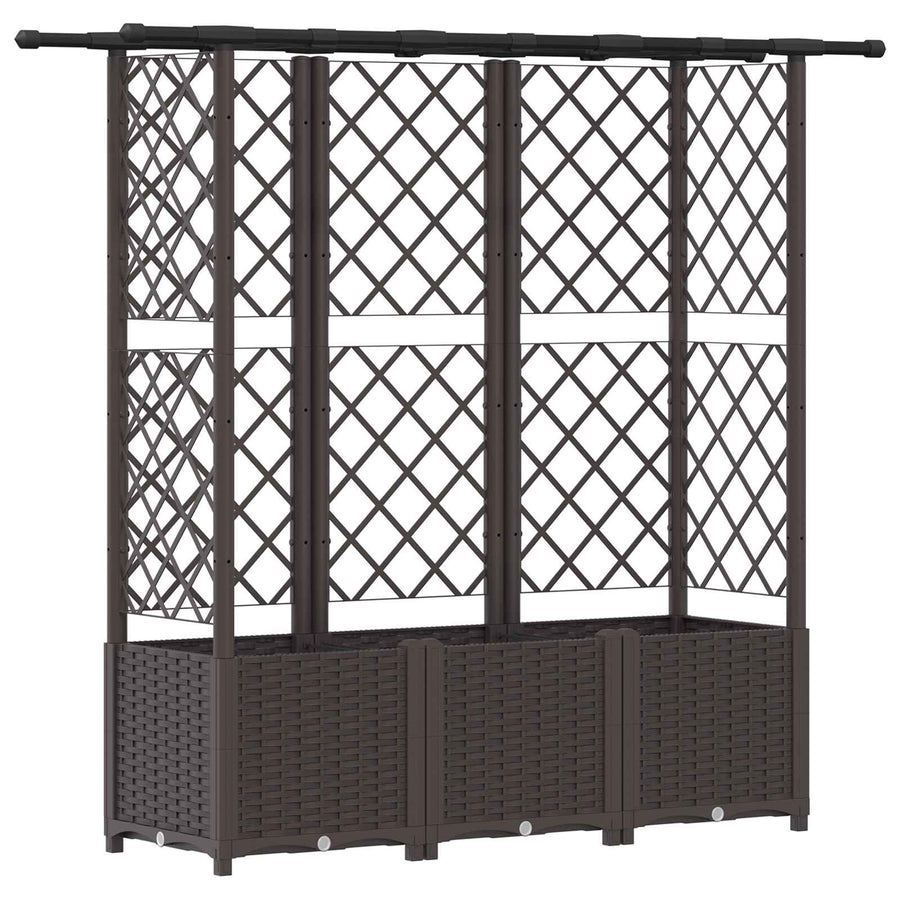 Verhoogd Bed met Trellis en Dak Bruin 162,5 x 40 x 138 cm PP